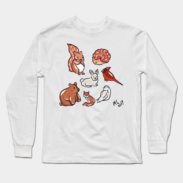 Winter Animals Sticker Pack Long Sleeve T-Shirt by Thedisc0panda